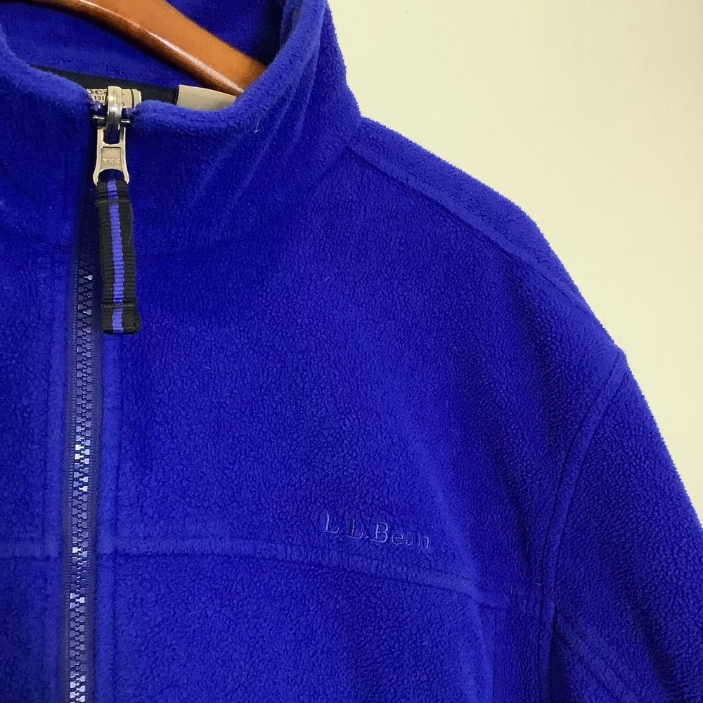 Men's LL Bean Trail Model Blue Full Zip Fleece Jacket Size Large Polyester *flaw